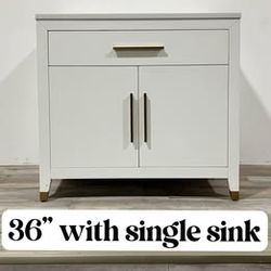 Summer Sale!!! 36‘’ Solid Wood Bathroom Vanity with Stone Countertop (Open Box)