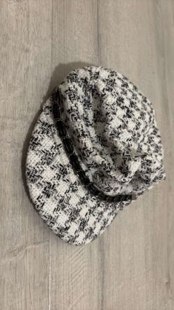 Black and White ribbed Italian Branded Hat