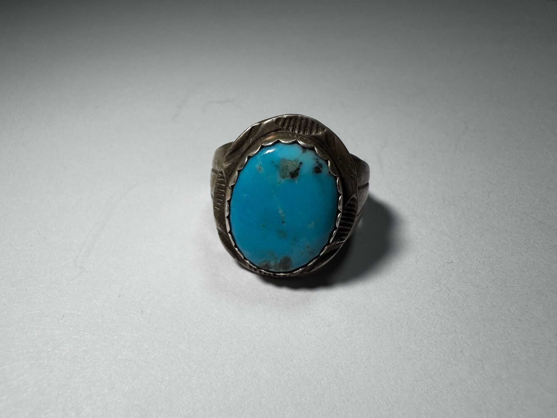 Size 11 Vintage Turquoise Sterling Silver Ring
