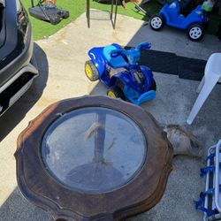 Vintage Wood & Glass Side Table