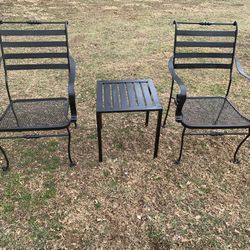 Gorgeous Wrought Iron Bistro Set Side Table and 2 Chairs