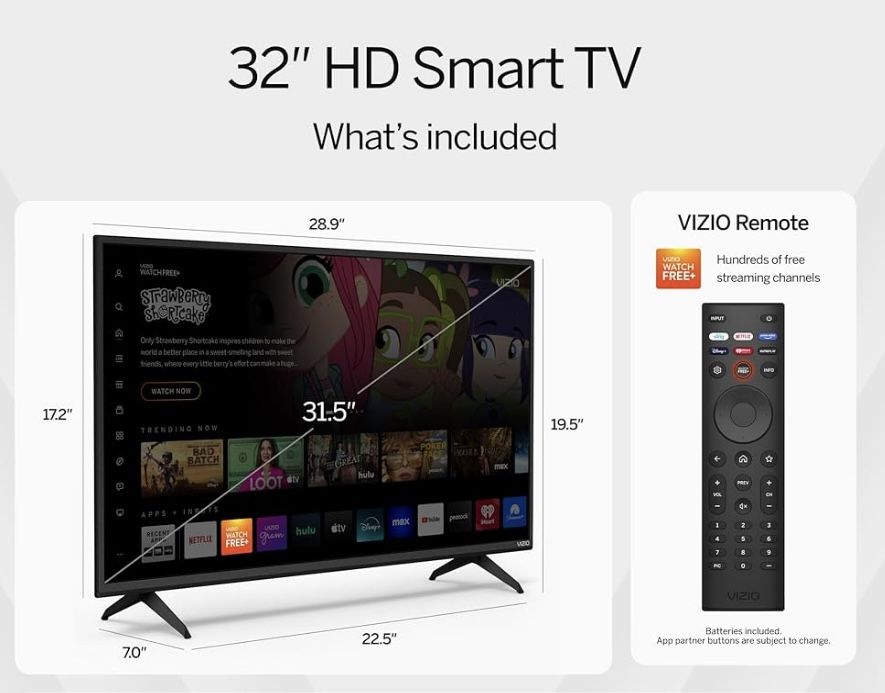 VIZIO 32 inch D-Series HD 720p Smart TV with Apple AirPlay and Chromecast Built-in