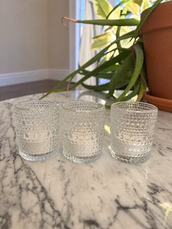 Glass Votive Candle Holders with tea candles (battery operated)