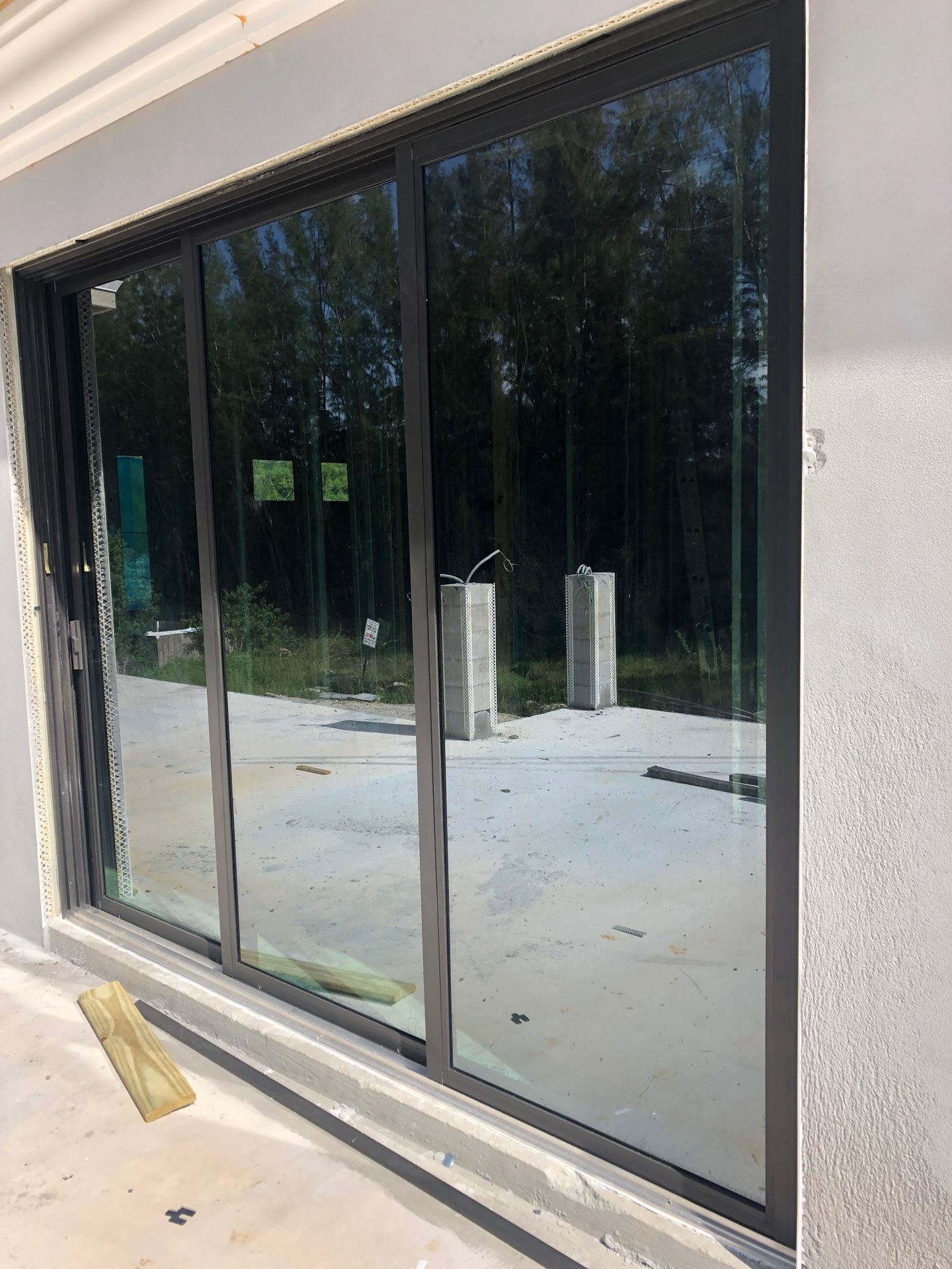 Impact Sliding Glass Door 96 x 80, Cat 5 Resistant. Grey Tinted Glass