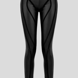 Maniere De Voir Matte Vegan Leather Contour Leggings - Black, Fits US Sz 6