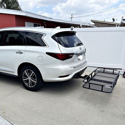 New In Box $125 Heavy-Duty Folding Cargo Rack Carrier 60x25” Fold Up Basket 2” Hitch Receiver 500 Lbs Max 