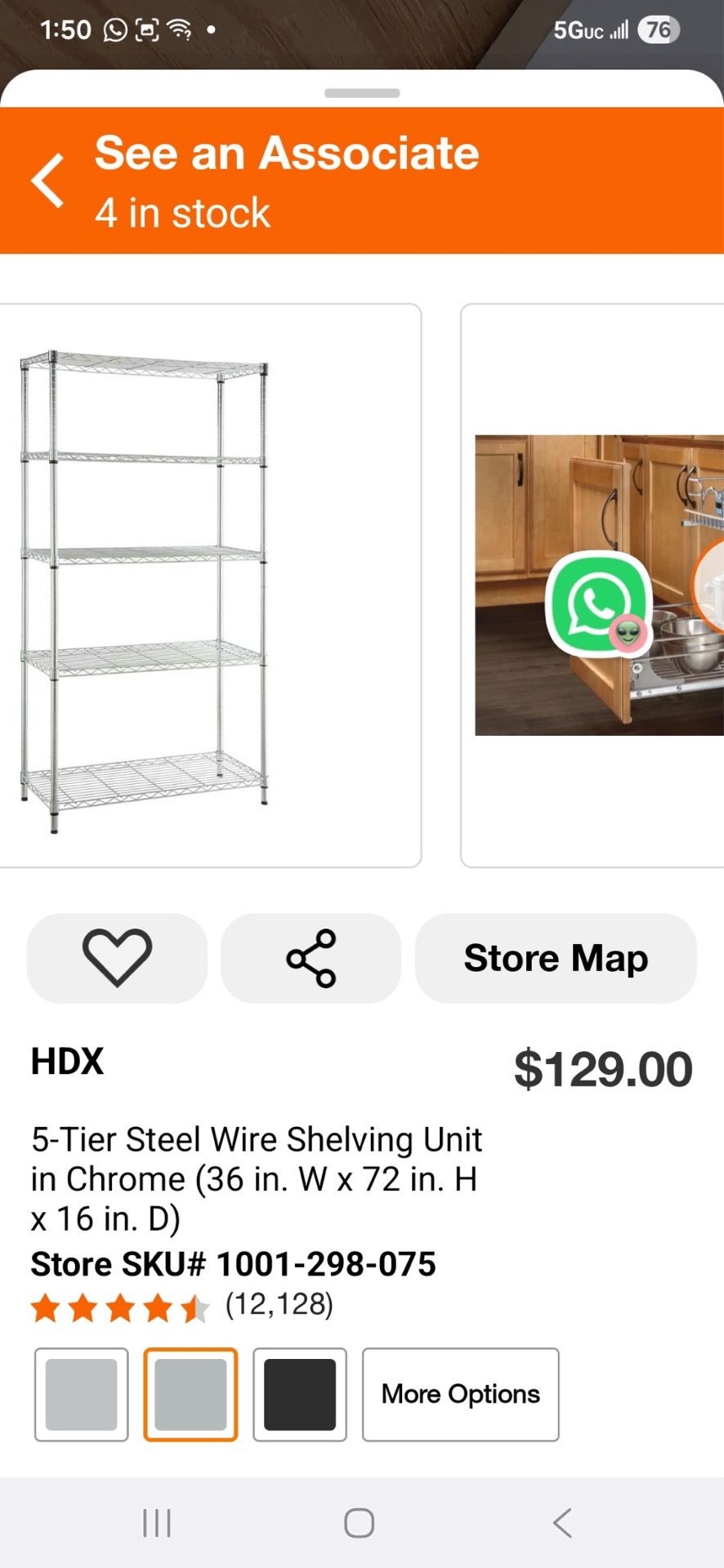 5-Tier Steel Wire Shelving Unit in Chrome
