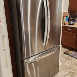 LG 31.7 cu. ft. Stainless steel French door refrigerator with bottom freezer.