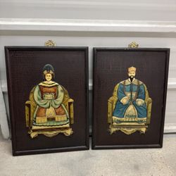 Vintage Chinese Emperor & Empress Hand Carvings