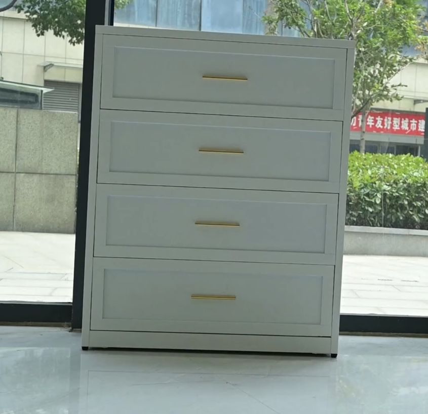 White 4 Drawer Metal Dresser for Bedroom