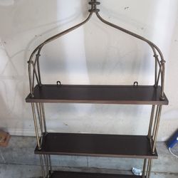 Decorative Metal & Wood 3-Tier Shelf