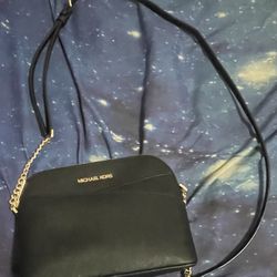 Michael Kors, Black Shoulder Bag With Gold Hardware