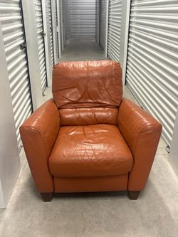 Natuzzi Italian Leather Orange Recliner