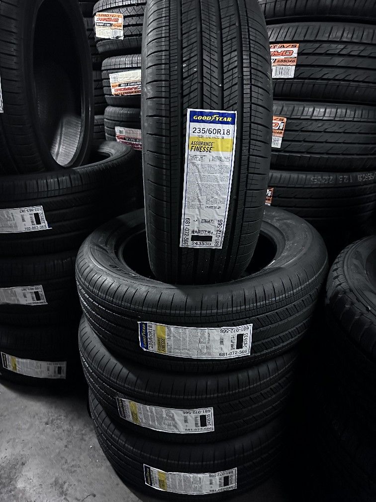SET OF NEW 235/60/18 GOODYEAR FINESSE INCLUDING MOUNT AND BALANCE 
