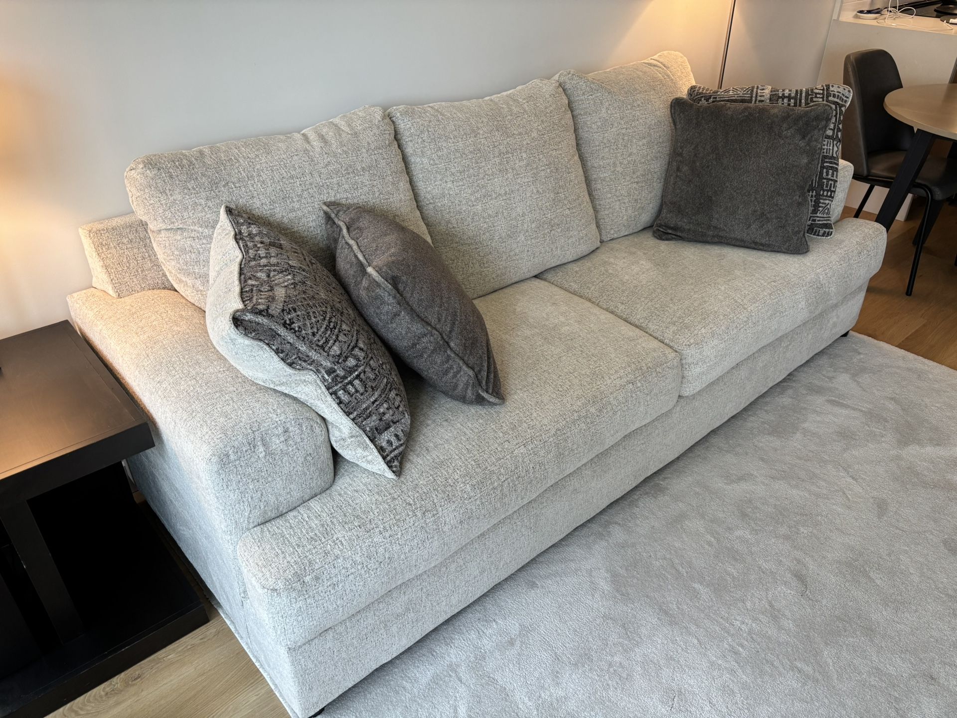Plush White/Grey Sofa