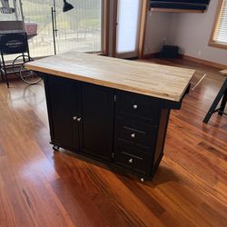 Butcher Block Island on Wheels