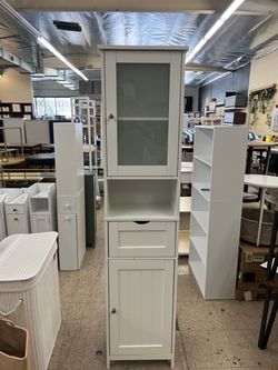 VASAGLE 67" Freestanding Storage Cabinet w/ Adjustable Shelves - White