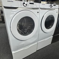 SAMSUNG WASHER AND DRYER SET WITH PEDESTAL 