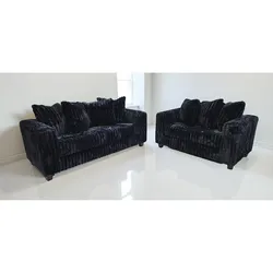 NEW IN BOX - Black Cord Comfy Fabric Sofa & Loveseat Set