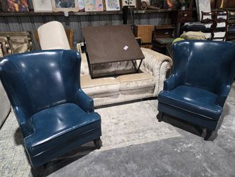 Real leather wing back chairs