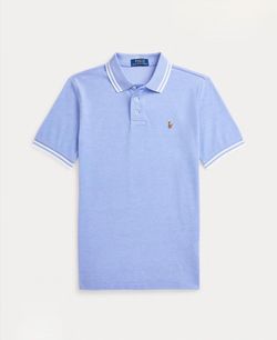 Polo Ralph Lauren Oxford Mesh Polo Shirt Harbor Island Blue XL ( 18-20 )