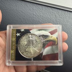 2004 $1 American Silver Eagle HE Harris Holder - Flag Design