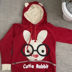 Korean Rabbit Cute Sweatshirt With Hoodie And Sweatpants Set