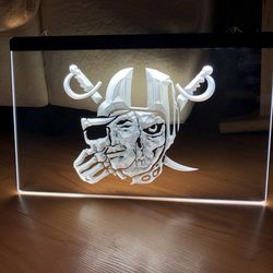 RAIDERS LED NEON WHITE LIGHT SIGN 8x12