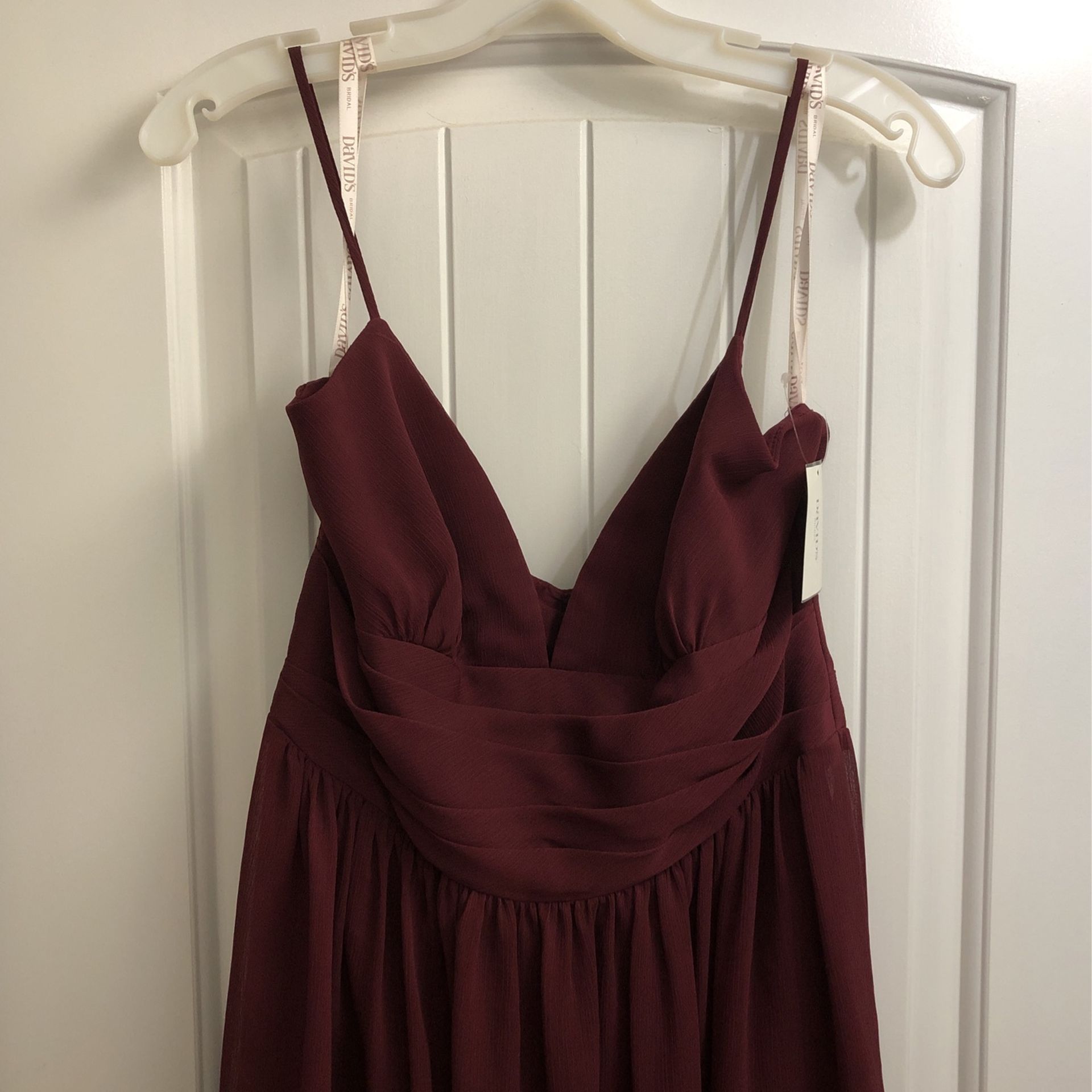 New David’s Bridal Sz 10 Wine Chiffon Dress