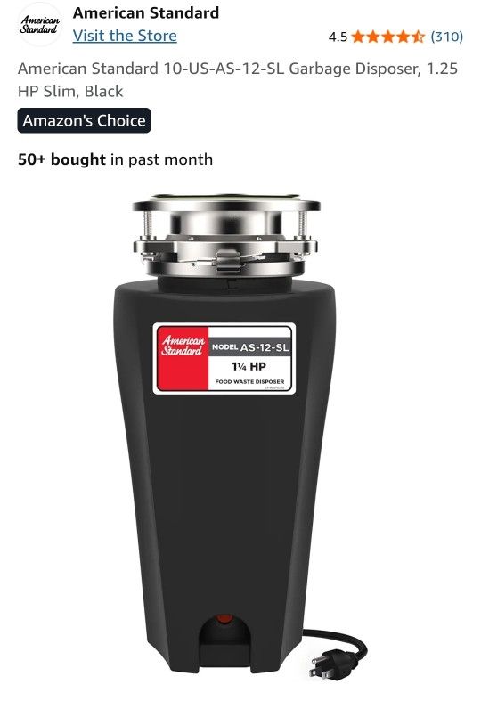 American Standard Slim - Line 1 1/4 HP Food Waste Disposal 2800 RPM Motor ( Brand New, Never Used ) For $70