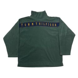 Vintage Tommy Hilfiger Embroidered Spell Out Title Neck Fleece Sweater Men’s  M