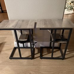 Pair of 26” End Tables, Light Grey