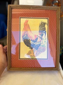 Framed Rooster Print Wall Art