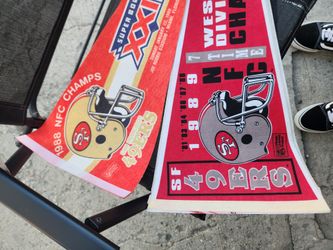 4 Different 49ers Super Bowl Vintage 1(contact info removed)s  FELT PENNANT 11" X "30  LOOK  WHAT A FIND !!!!