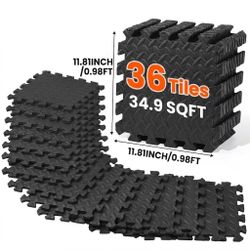 [NEW] 12x12" Foam Mats - 36pc Black Puzzle Gym Garage Tiles