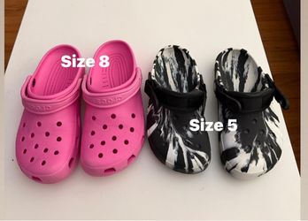 Crocs adult size 8 and 5, used good, $10 each