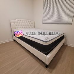 NEW QUEEN BED FRAME AND MATTRESS 