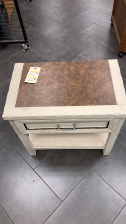 White Wood Nightstand with Drawer and Shelf