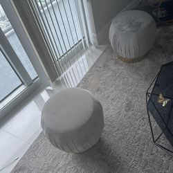 2 Ottoman Grey Velvet Mint Condition
