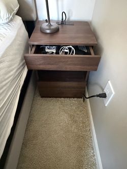 Wood Nightstand with Drawer and Open Shelf