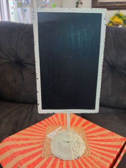 Distressed Metal Chalkboard Sign on Stand