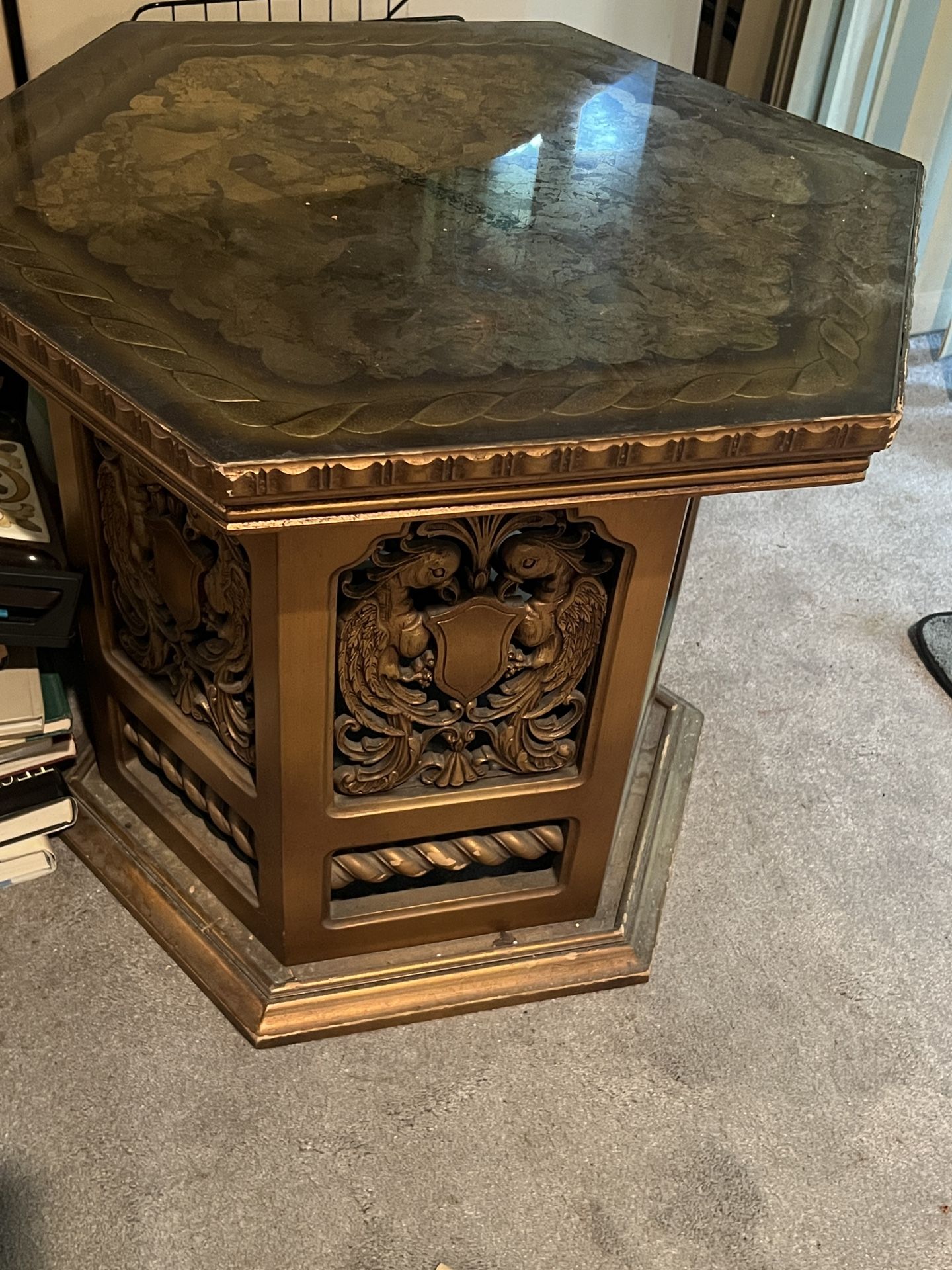 Vintage Antique Gold Hexagonal Table