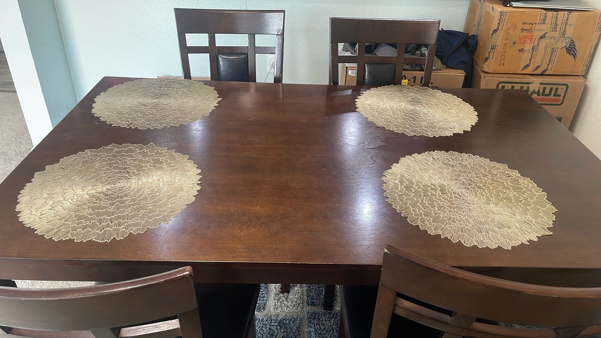 Ashley expresso dining table 4chairs with bench 