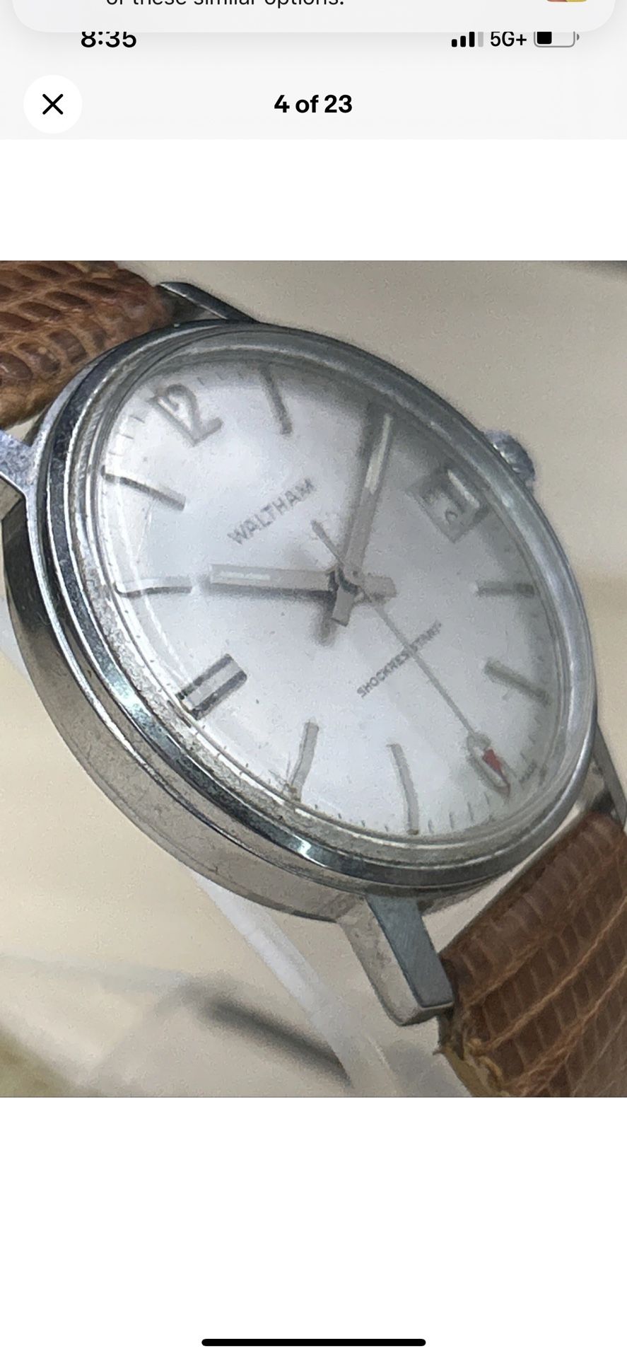 🐻🐻Rare Vintage Waltham 7 JWL Mens Manual Watch Date Lizard Red Arrow SWISS 60s🐻🐻