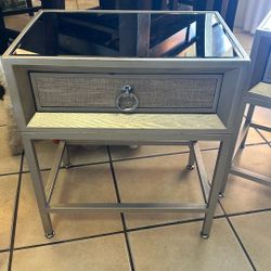 Modern Glass Top Nightstands (Set of 2)