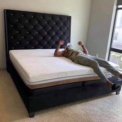 New King Size Tall Black Bed Frame- Mattress Not Included