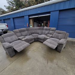 Used 3 Piece Sectional Couch With 2 Built In Recliners 