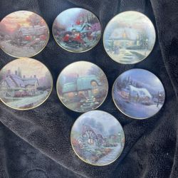 Thomas Kinkade Mini Plate Collection Of 7 The Enchanted Seasons 