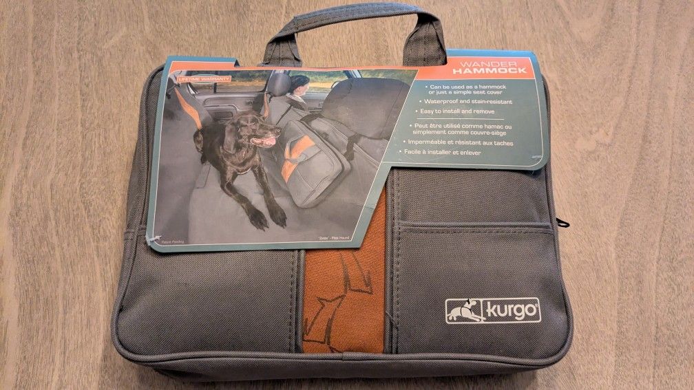 New - Kurgo 55" Wander Dog Hammock Car Seat Cover - 55"Wide - Grey