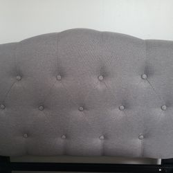 New Tufted Upholstered Twin Size Headboard in Light Gray Fabric